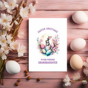 Easter Greeting Granddaughter Bunny + Eggs Card