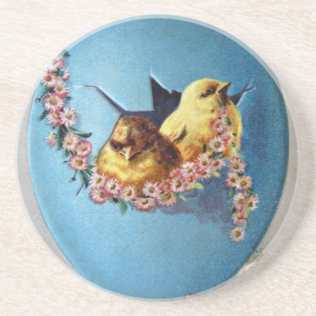 Easter Greetings 1909 Drink Coaster (Front)