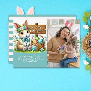 Easter Greetings! Adorable Bunny with Family Photo Invitation