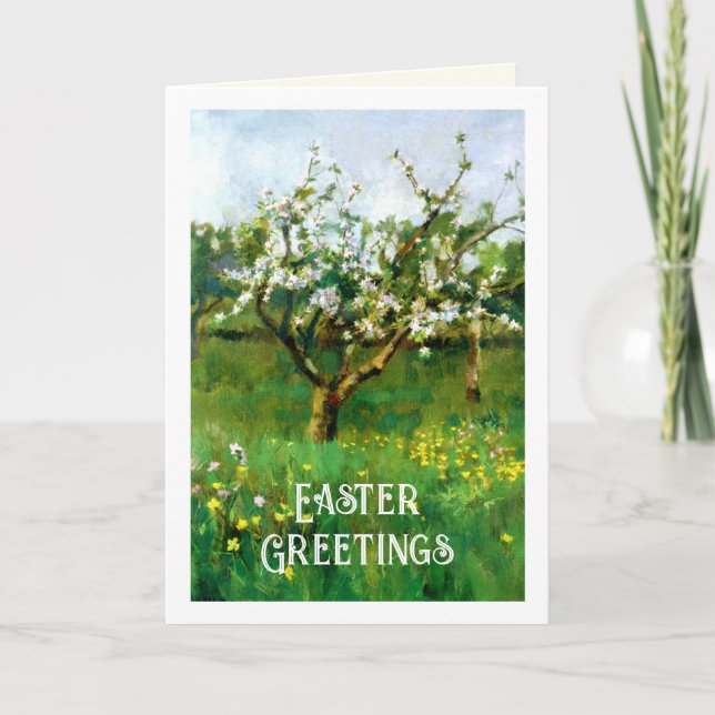 Easter Greetings. Apple Blossom Fine Art  Holiday Card (Front)