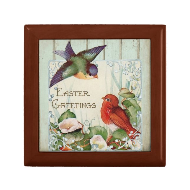   Easter Greetings Birds Keepsake Box (Front)