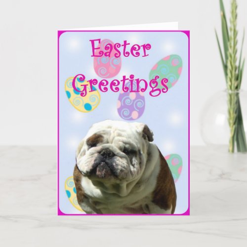 Easter Greetings Bulldog greeting card