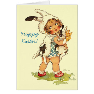 Easter Greetings Bunny Hugs Warm Wishes Card