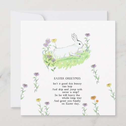 Easter Greetings Bunny Old Nursery Ryhme Art Card