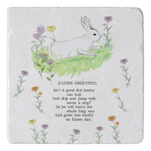 Easter Greetings Bunny Old Nursery Ryhme Art     Trivet