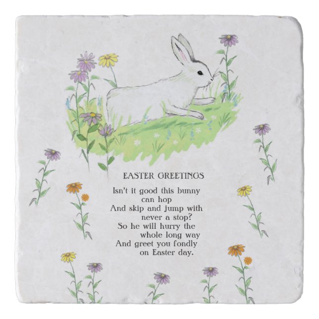Easter Greetings Bunny Old Nursery Ryhme Art     Trivet (Front)