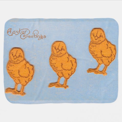 Easter Greetings Chicks Blue Baby Blanket