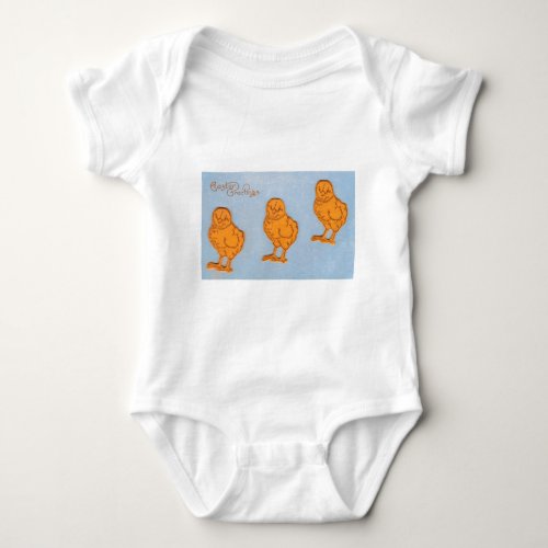 Easter Greetings Chicks Blue Baby Bodysuit