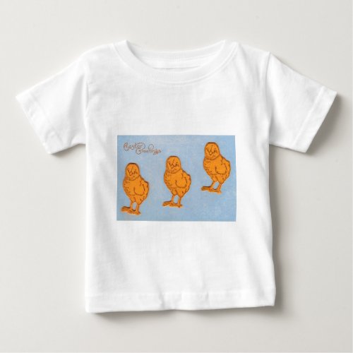 Easter Greetings Chicks Blue Baby T_Shirt