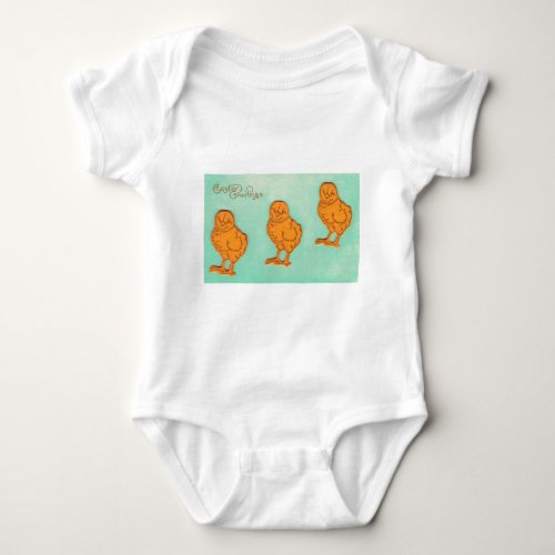 Easter Greetings Chicks Green Baby Bodysuit