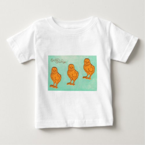 Easter Greetings Chicks Green Baby T_Shirt