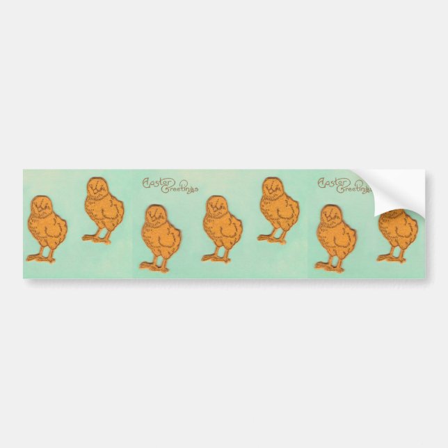 Easter Greetings Chicks Green Bumper Sticker (Front)