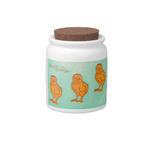 Easter Greetings Chicks Green Candy Jar