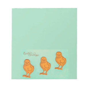 Easter Greetings Chicks Green Notepad