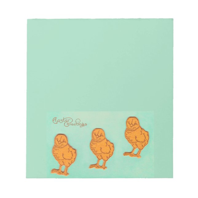 Easter Greetings Chicks Green Notepad (Front)