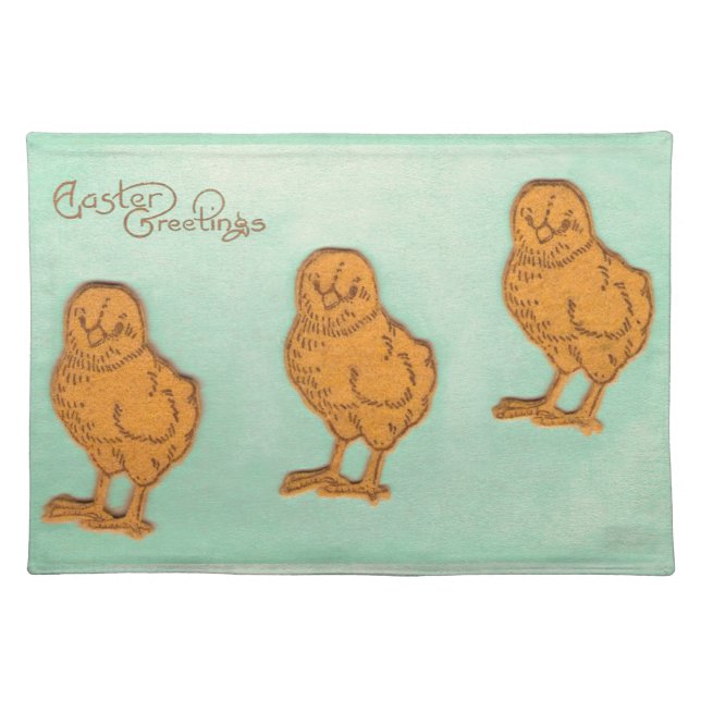 Easter Greetings Chicks Green Placemat (Front)