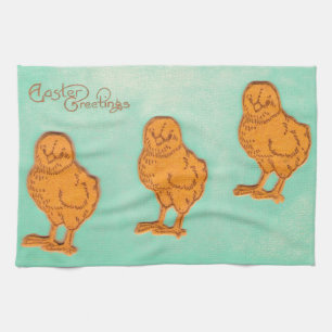 Easter Greetings Chicks Green Towel
