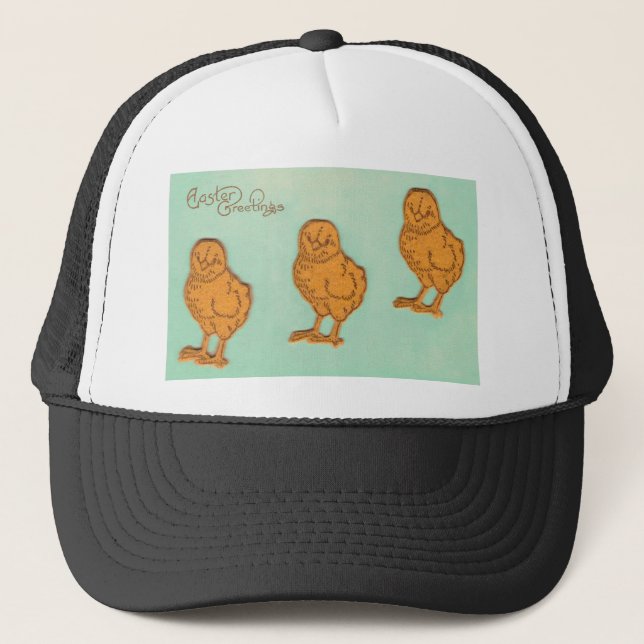 Easter Greetings Chicks Green Trucker Hat (Front)