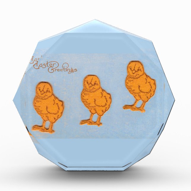 Easter Greetings Chicks in Blue Acrylic Award (Front)