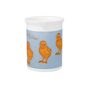 Easter Greetings Chicks in Blue Beverage Pitcher