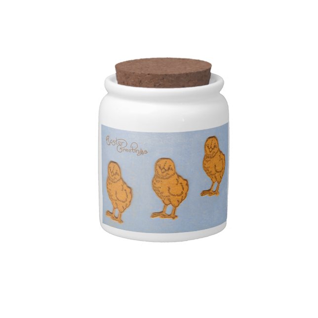 Easter Greetings Chicks in Blue Candy Jar (Front)