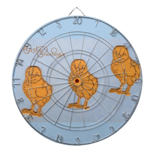 Easter Greetings Chicks in Blue Dartboard (Front)