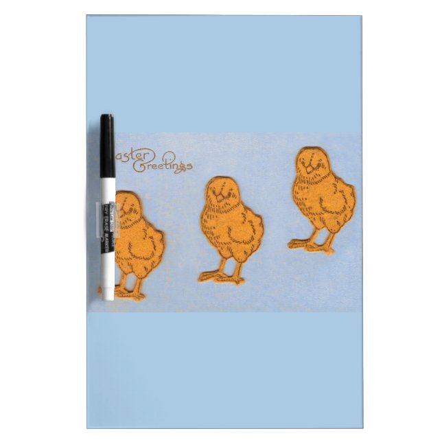 Easter Greetings Chicks in Blue Dry-Erase Board (Front)
