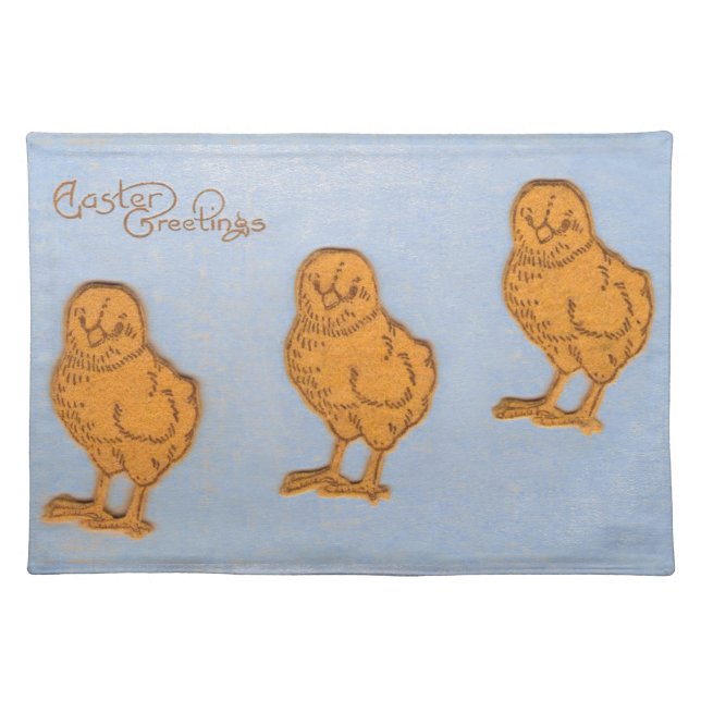 Easter Greetings Chicks in Blue Placemat (Front)