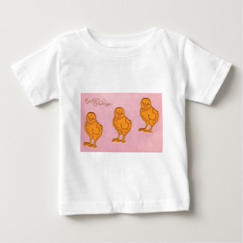 Easter Greetings Chicks Pink Baby T_Shirt