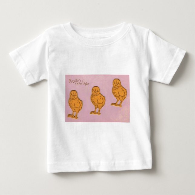 Easter Greetings Chicks Pink Baby T-Shirt (Front)