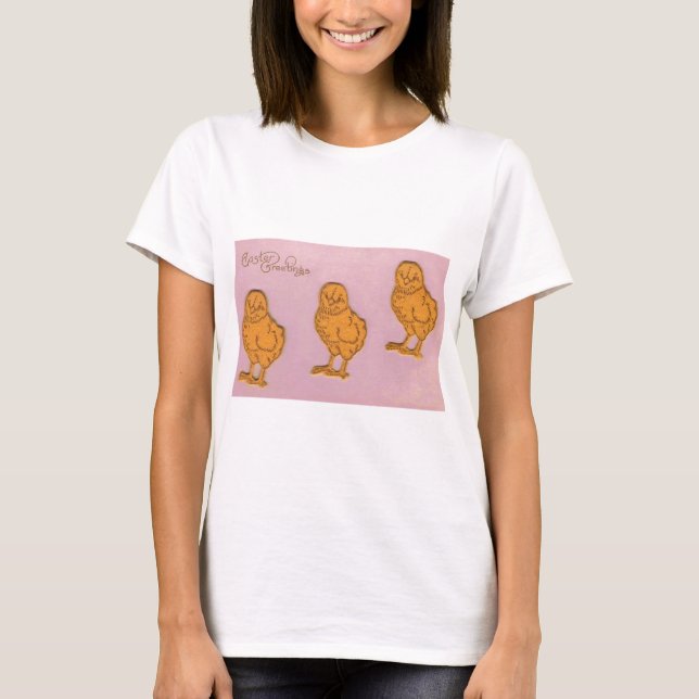 Easter Greetings Chicks Pink T-Shirt (Front)