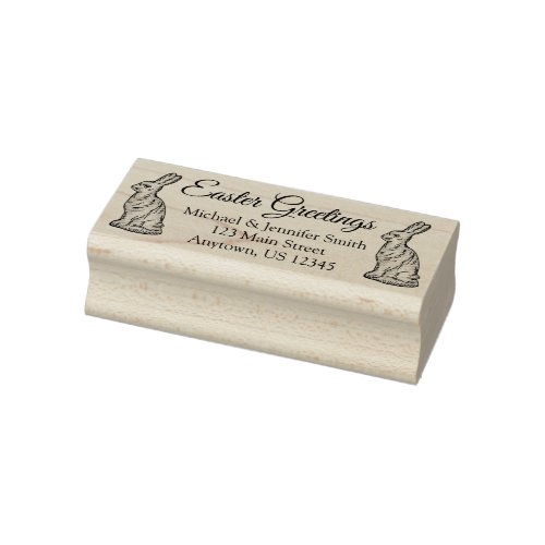 Easter Greetings Chocolate Bunny Rabbit Address Rubber Stamp