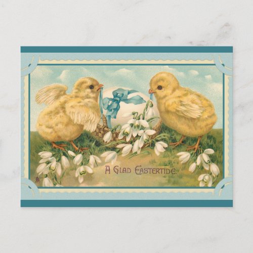 Easter Greetings Cute Vintage Chick Postcard