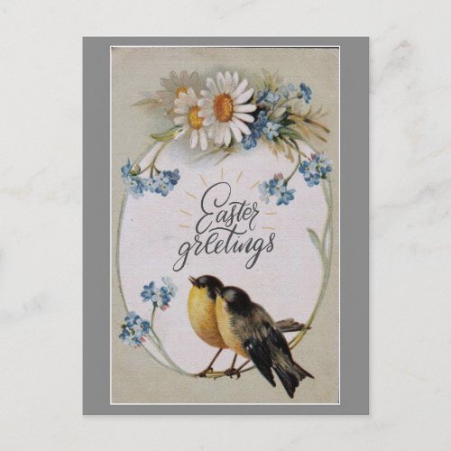 Easter Greetings Cute Vintage Spring Robin Postcard