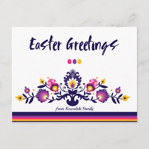 Easter Greetings Folklore Custom Text Postcard
