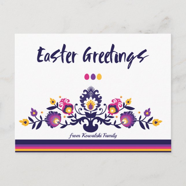 Easter Greetings Folklore Custom Text Postcard (Front)