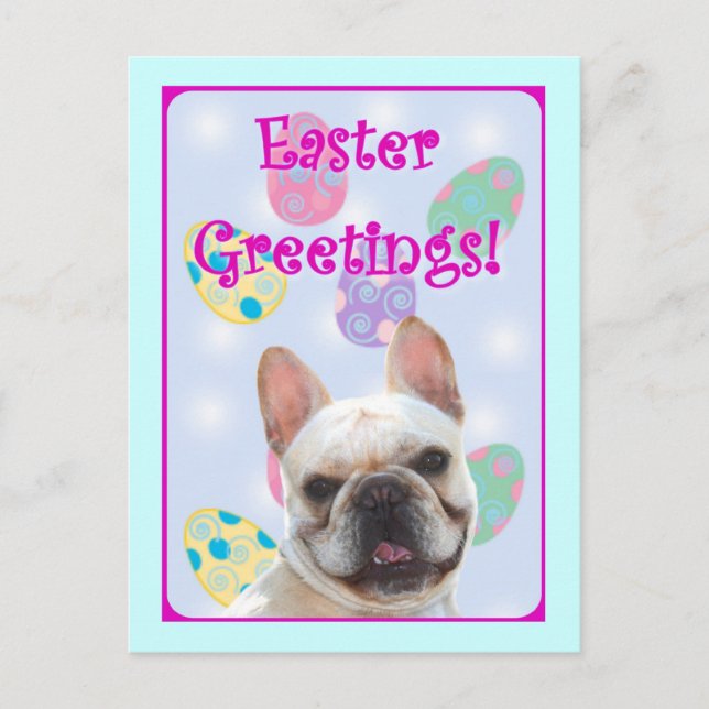 Easter Greetings French Bulldog Holiday Postcard (Front)
