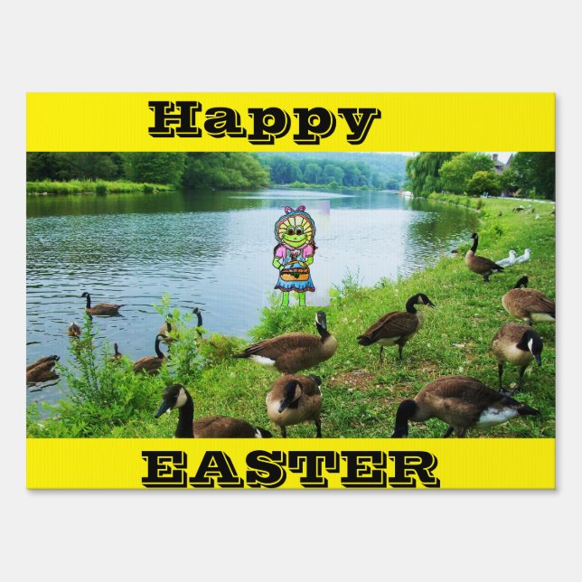 EASTER GREETINGS FROM FROGGETA yard sign (Front)