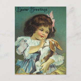 Easter Greetings Girl Baby Bunny Naughty Holiday Postcard