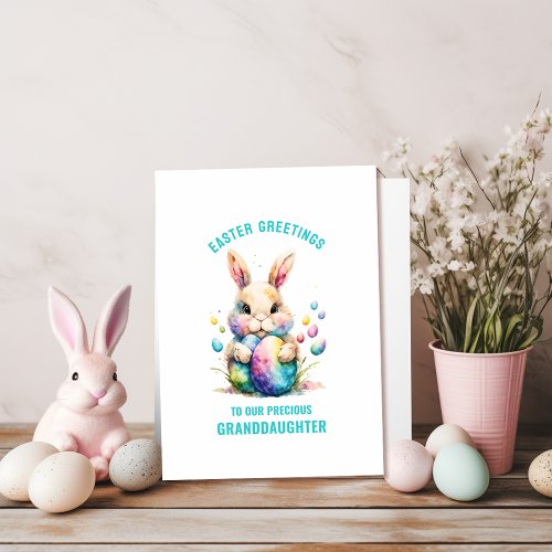 Easter Greetings Granddaughter Bunny Painted Eggs Card