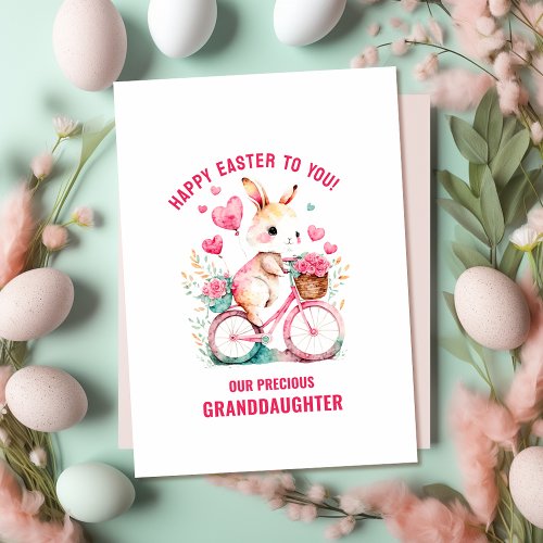 Easter Greetings Granddaughter Bunny Riding Bike Card