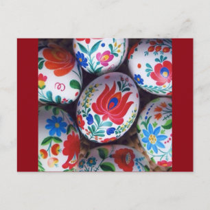 Easter Greetings Hungarian Kalocsai eggs Holiday Postcard