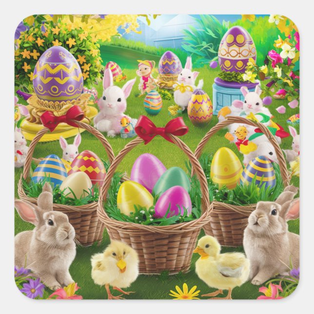 EASTER GREETINGS SQUARE STICKER (Front)