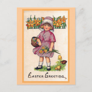 Easter Greetings Vintage Easter Illustration Holiday Postcard