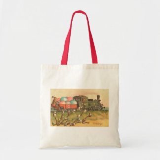 Easter Greetings With Egg Train Vintage Tote Bag