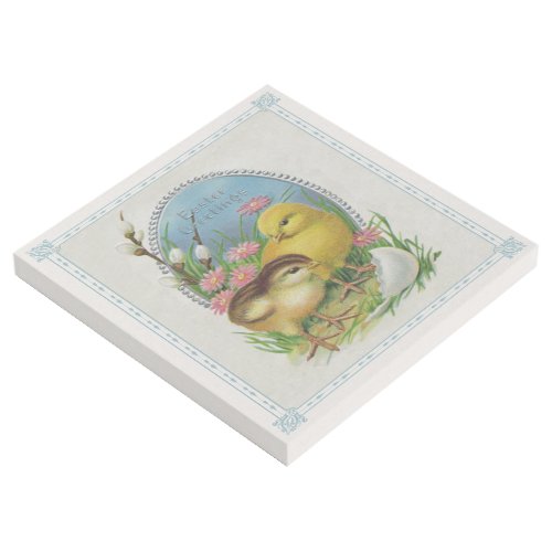 Easter Greetings Yellow Baby chicks Flowers Frame Gallery Wrap