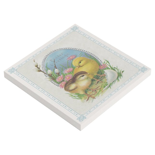 Easter Greetings Yellow Baby chicks Flowers Frame Gallery Wrap (3/4)