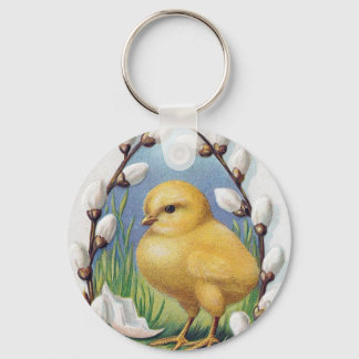 Easter Greetings Yellow Chick Keychain