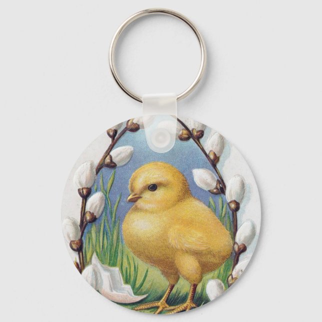 Easter Greetings Yellow Chick Keychain (Front)