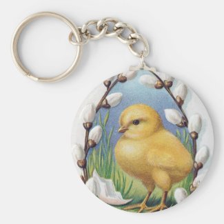 Easter Greetings Yellow Chick Keychain